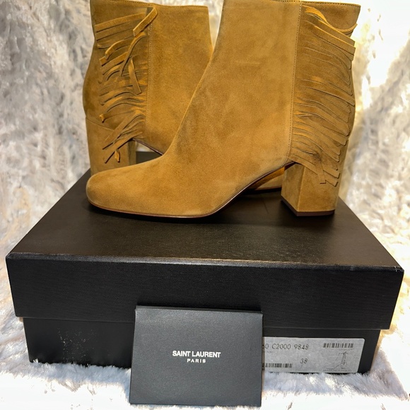 Yves Saint Laurent Shoes - Beige suede Saint Laurent booties
